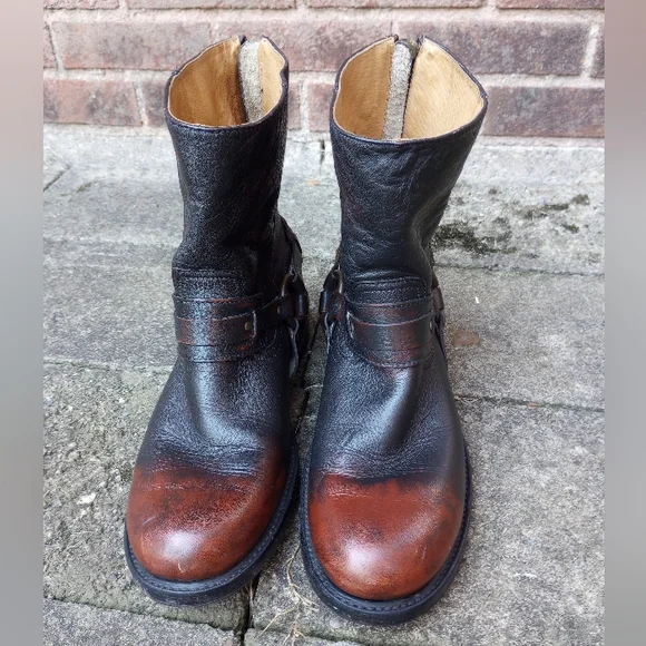 FRYE Mens Riley Harness Back Boot Brown Size 9.5 - Picture 4 of 14